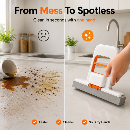 Foldable Desktop Mop, Mini Sponge Mop, Portable Mini Self Squeezing Wet Dry Mops for Bathroom & Kitchen