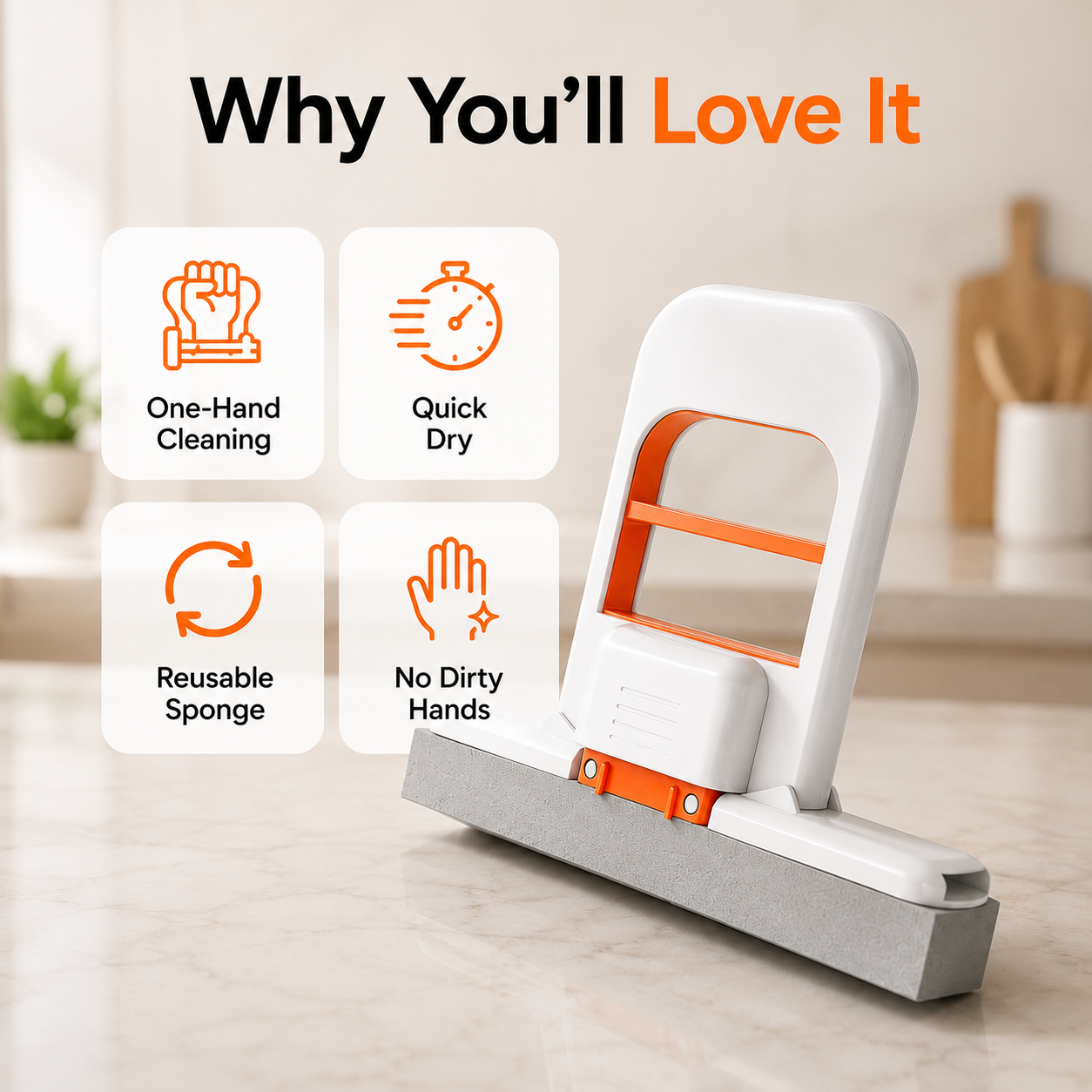 Foldable Desktop Mop, Mini Sponge Mop, Portable Mini Self Squeezing Wet Dry Mops for Bathroom & Kitchen