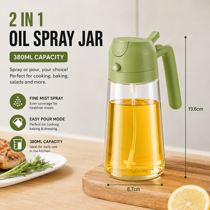 2-in-1 Glass Olive Oil Spray and Dispenser Bottle (470ml) - Homedal