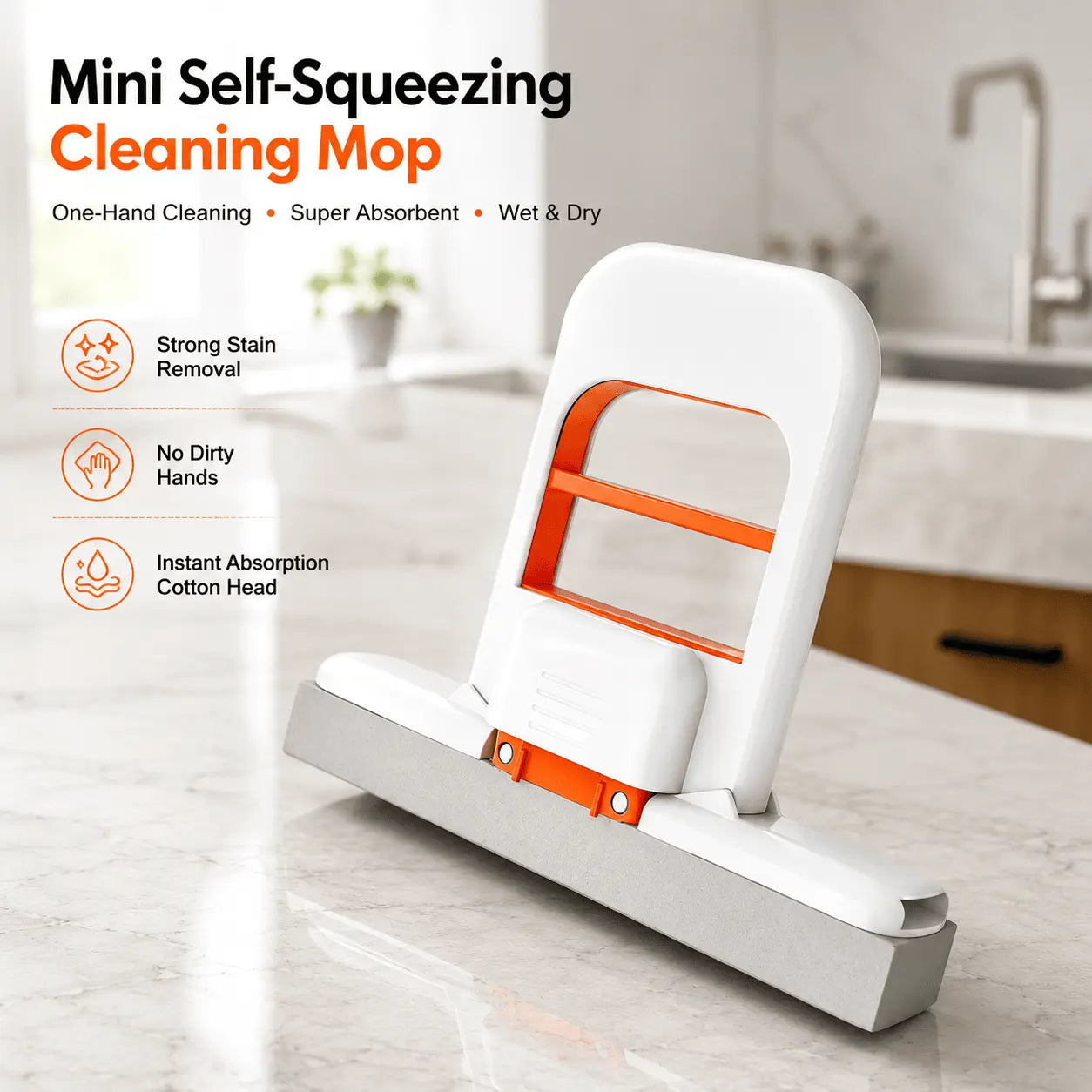 Mini Self-Squeezing Sponge Mop | Fast Kitchen Cleaning Tool