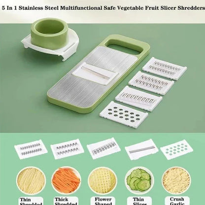 5-in-1 Stainless Steel Mandoline Slicer & Vegetable Cutter