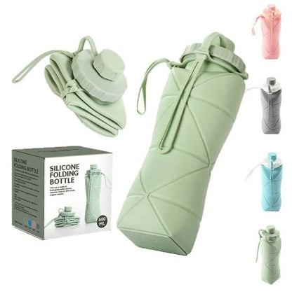 600ml Collapsible Silicone Water Bottle for Travel & Gym